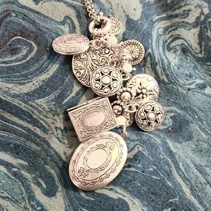 Premier Designs retired Near and Dear Lockets & Charm Necklace 36"